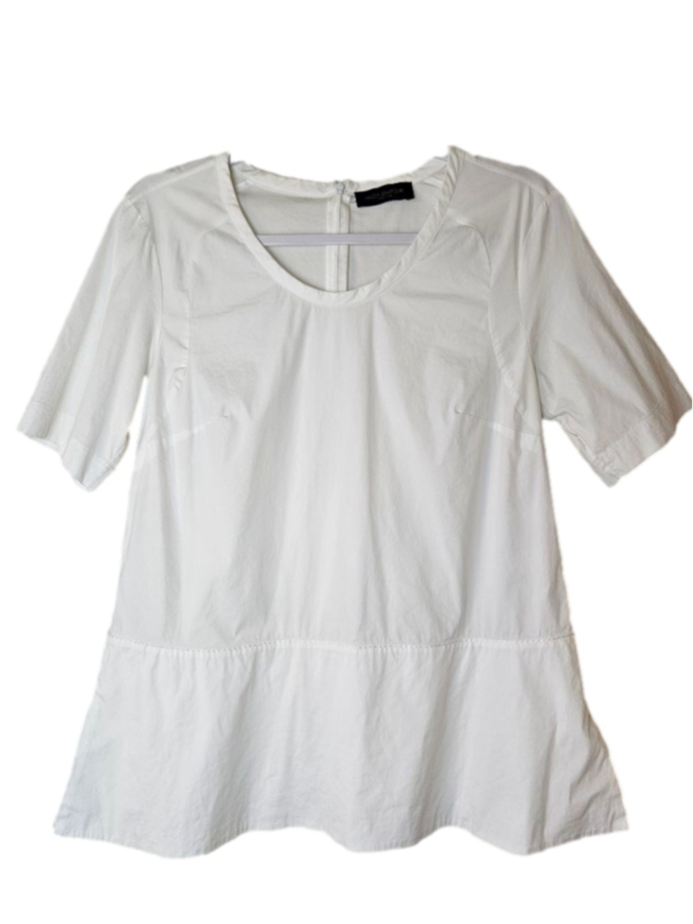 Piazza Sempione White Short Sleeve Peplum Top Size 10 Italy